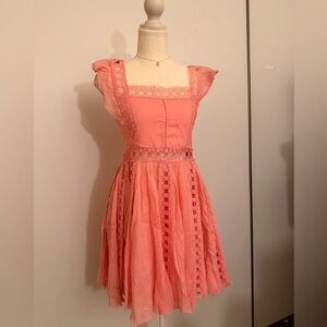 Free People Pink Lace Mini Dress